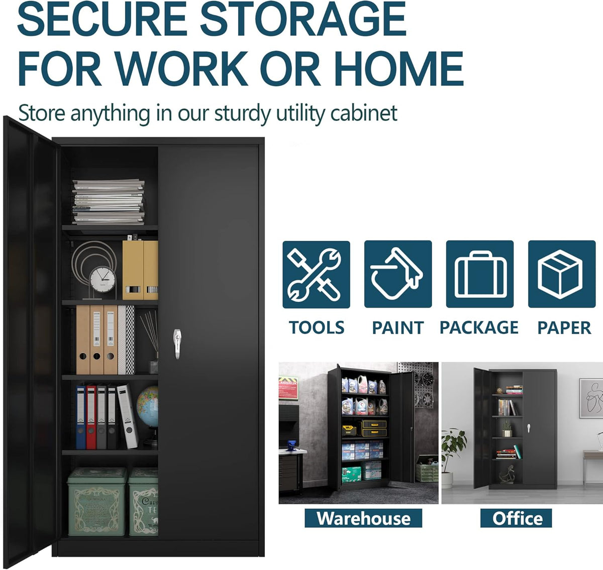 72'' Metal Storage Cabinet with 4 Adjustable Shelves W1425