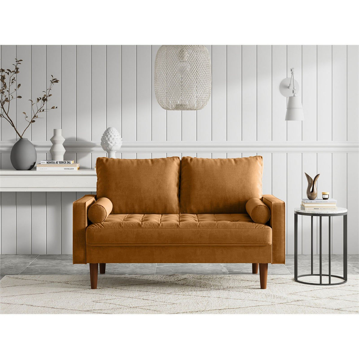 Ginger Brown Velvet Loveseat D727978