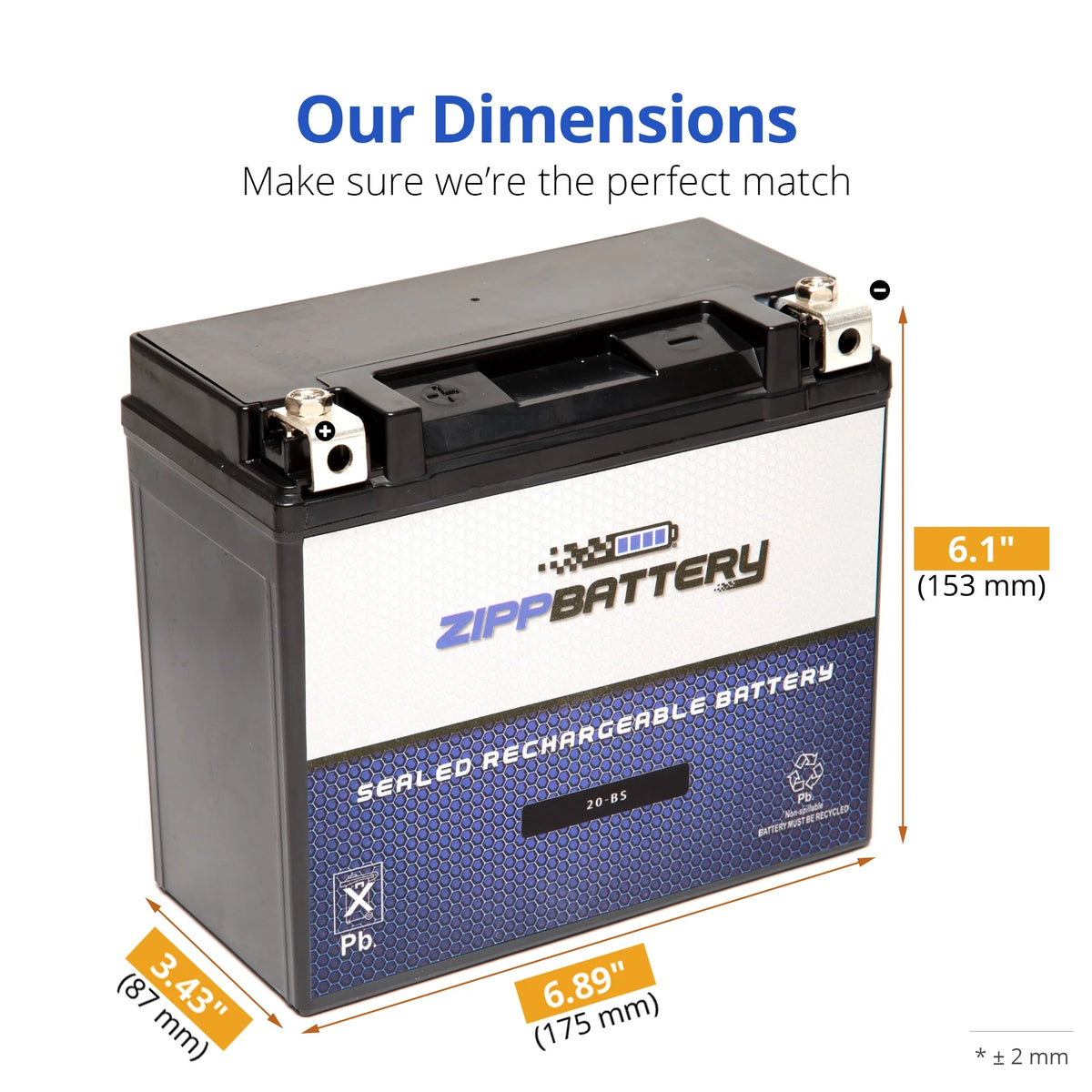 YTX20-BS 12 Volt 18 Ah 270 CCA Motorcycle Battery T664282