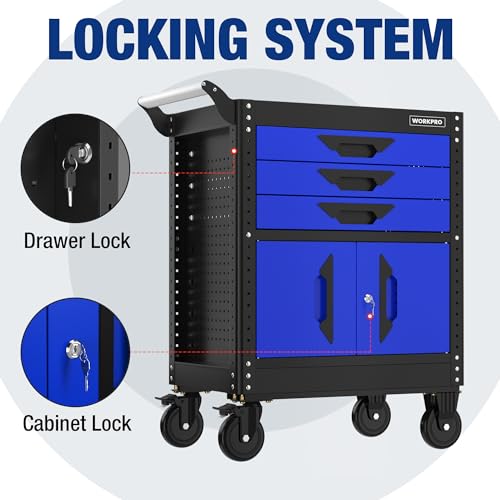 27.5 Inch 3-Drawer Rolling Steel Tool Chest with Wheels F20833