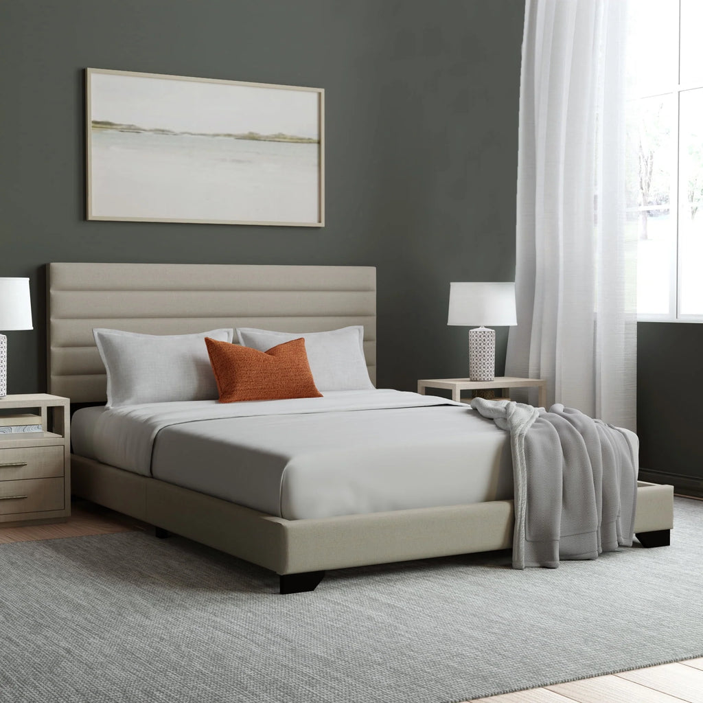 Charcoal Upholstered Queen Platform Bed T6453