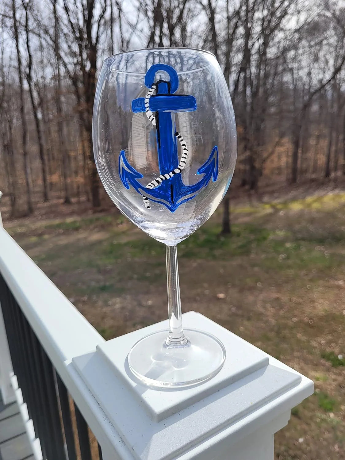 Hand Painted Set Of 2 Stemmed Wine Glasses F6663