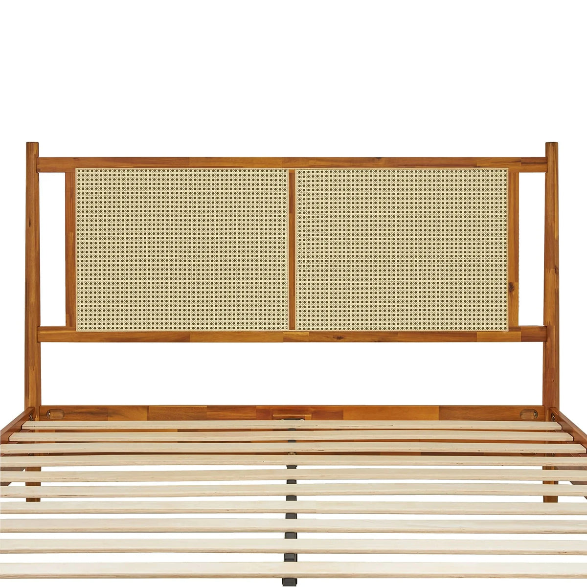 47" Queen Platform Bed Frame with Rattan Headboard G73008