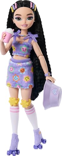 Renee Posable Roller Skating Fashion Doll with Black Hair, 12 Pieces D2869