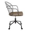 Adjustable Office Chair in Black Metal and Dark Walnut Wood V85441