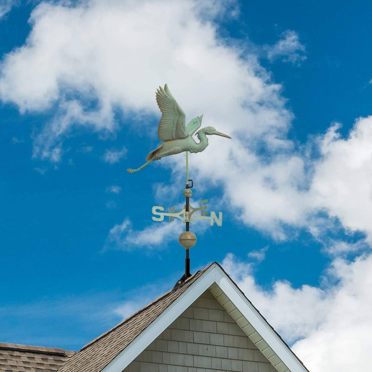 Verdigris Copper Heron Weathervane V4409