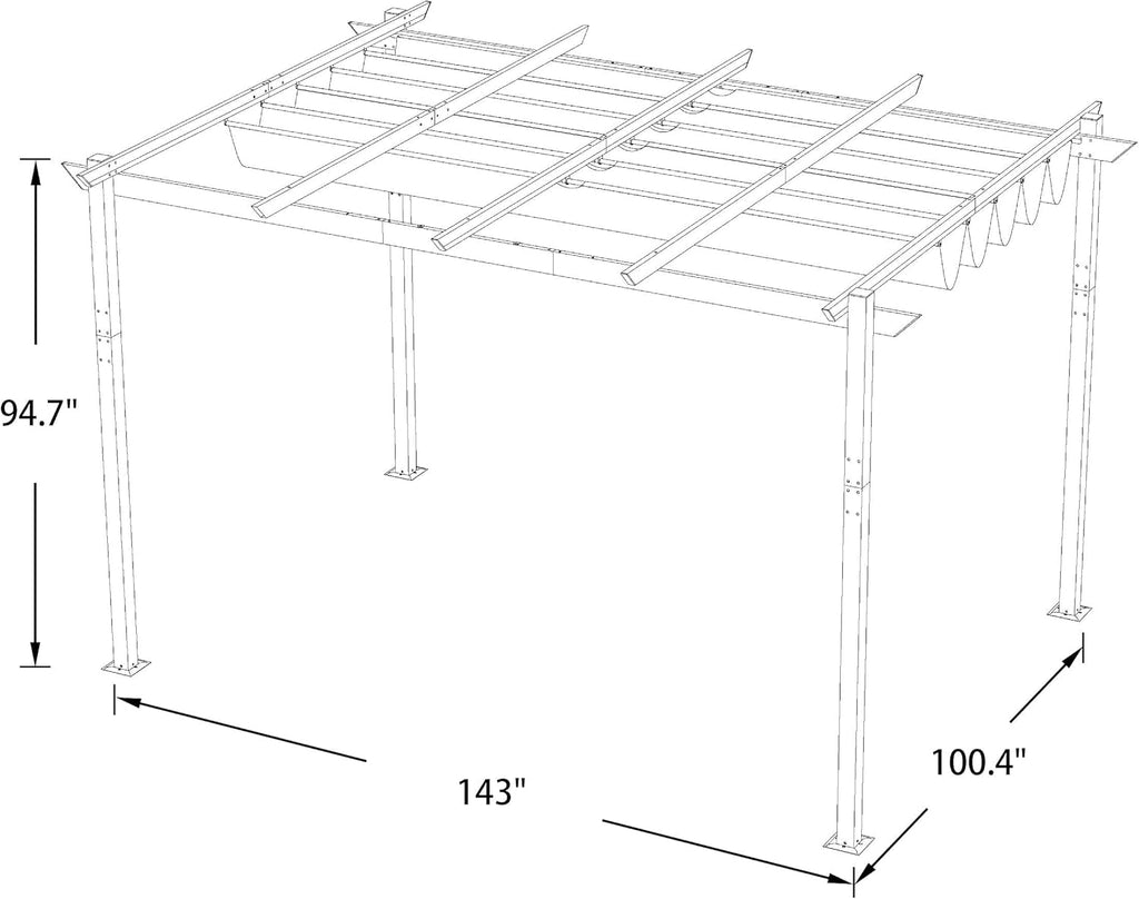 Beige Aluminum Pergola with Sun Shade Canopy N972904