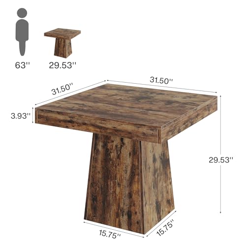 Square Dining Table for 4, 31.5-Inch Pedestal Base Table Y226