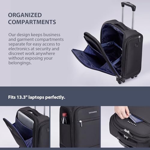 Black 14.5 Inch Softside Spinner Carry On Luggage I46885