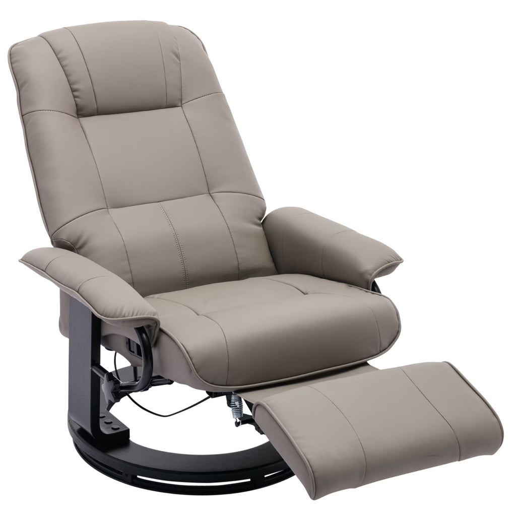 Grey Faux Leather Manual Swivel Recliner with Footrest S254089
