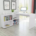 Corner Desk 4 Shelves White K408