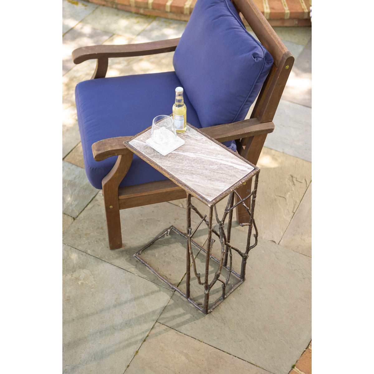 Indoor/Outdoor Pull-Up Table with Marble Top V7997