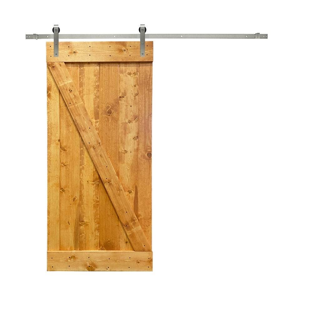 Weather Oak Stained Wood Interior Sliding Barn Door with Hardware Kit L264