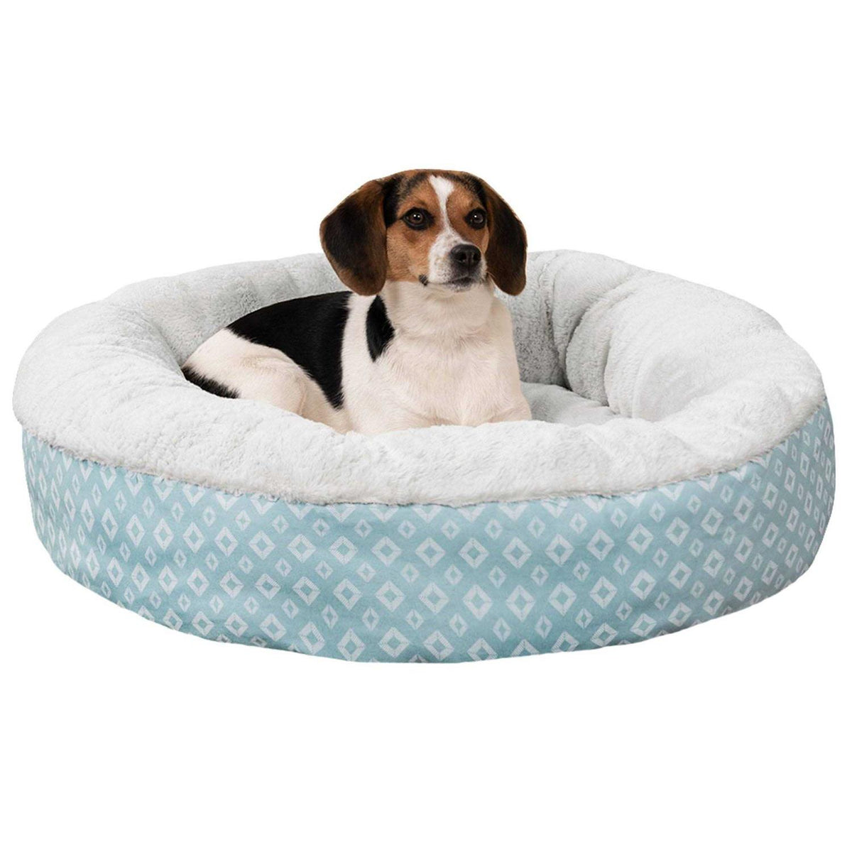 Plush Diamond Print Donut Pet Bed Y24071