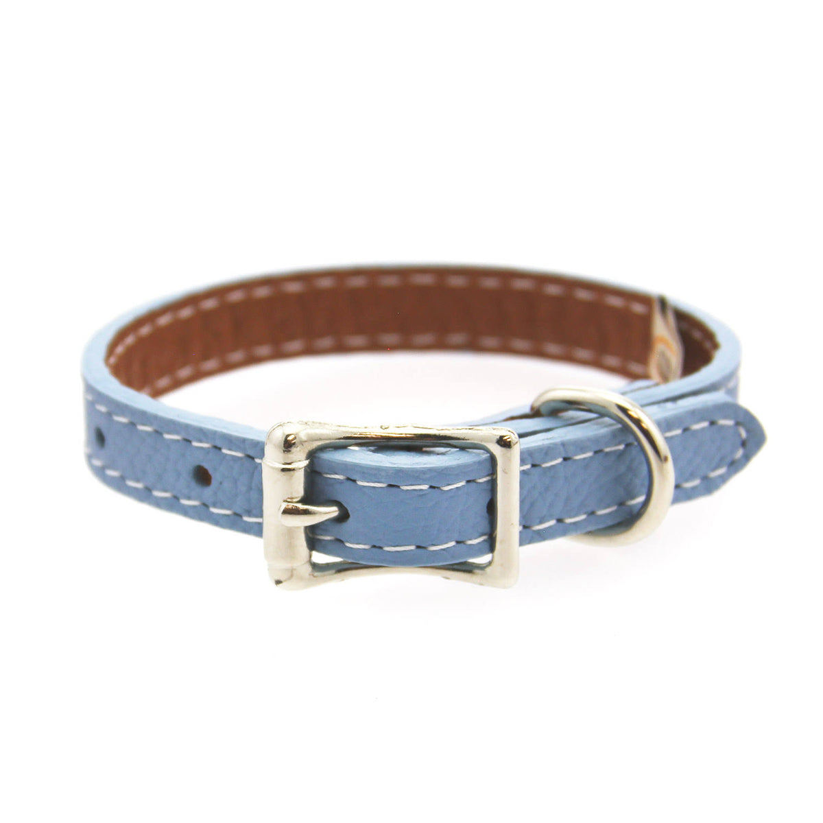Light Blue Leather Dog Collar H4987