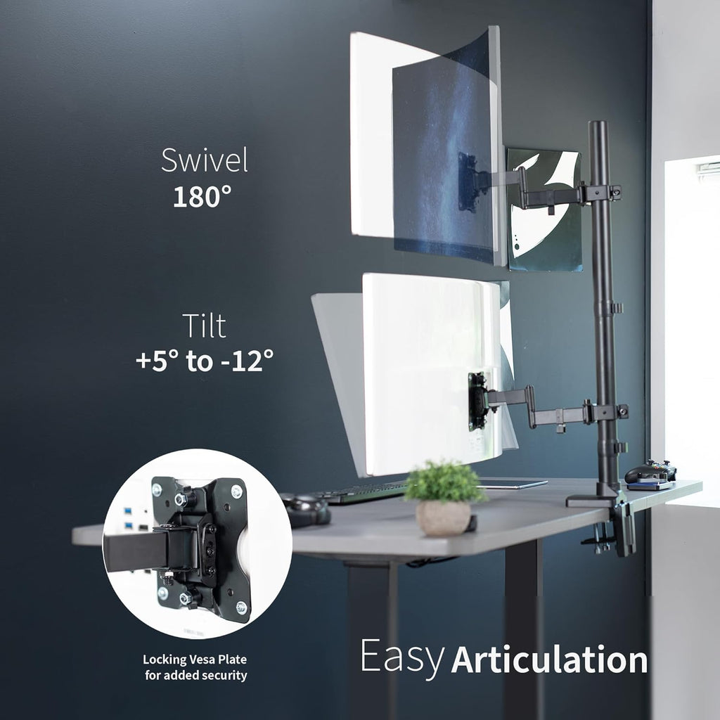 Black Dual Monitor Desk Mount for Ultrawide Screens up to 43 inches R71776