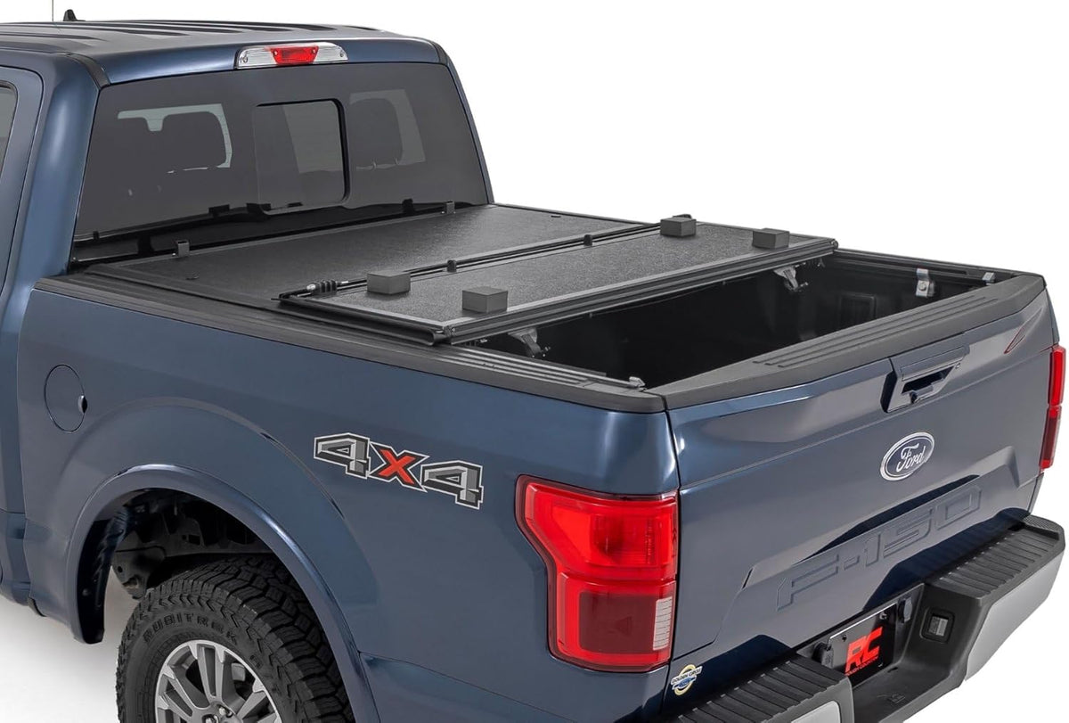 Hard Low Profile Tri-Fold Truck Bed Tonneau Cover for Ford F-150 (2015-2020) - Fits 5'7" Bed G184