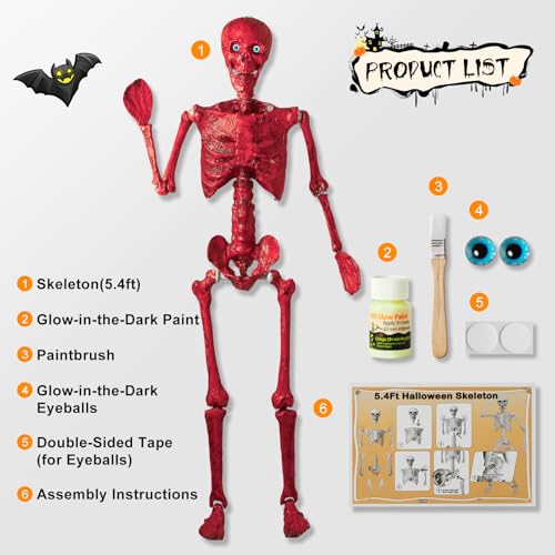 5.4Ft Posable Skeleton with Glowing Eyes H40310