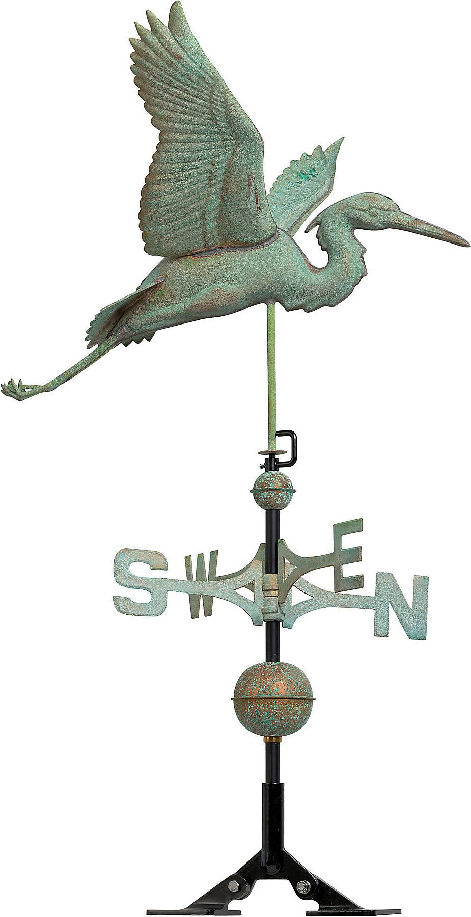Verdigris Copper Heron Weathervane V4409