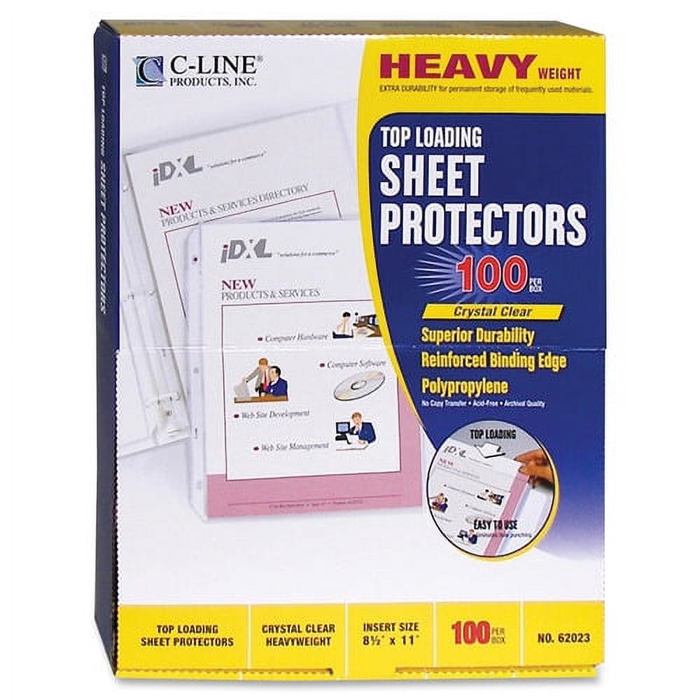Heavyweight Poly Sheet Protectors Clear, Top Loading, 11 x 8-1/2, 100/BX F21889
