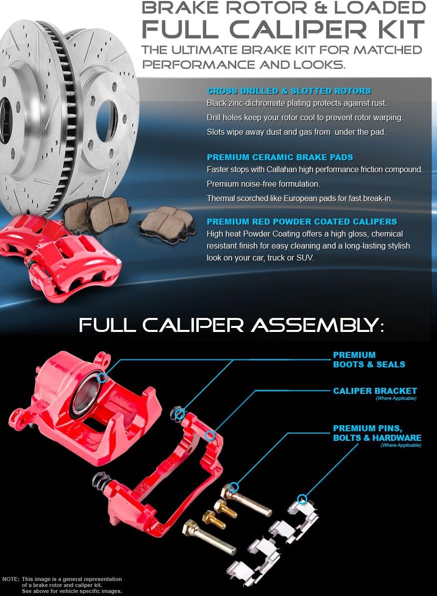 Red Powder Coated Semi-Loaded Caliper Assembly Pair Set Z306541