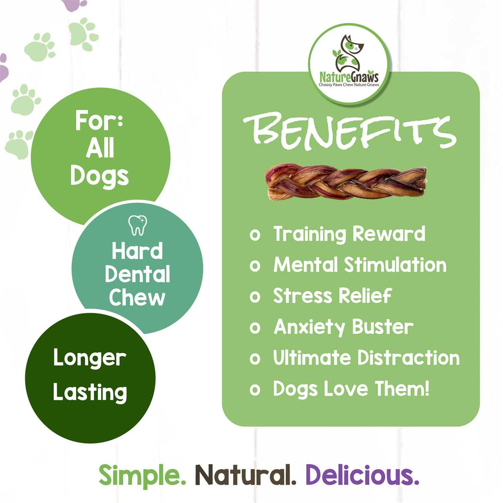 Braided Bully Sticks for Dogs Natural Beef Bones K5902