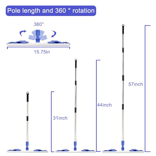 Microfiber Mop with 2 Reusable Flat Mop Pads H9030