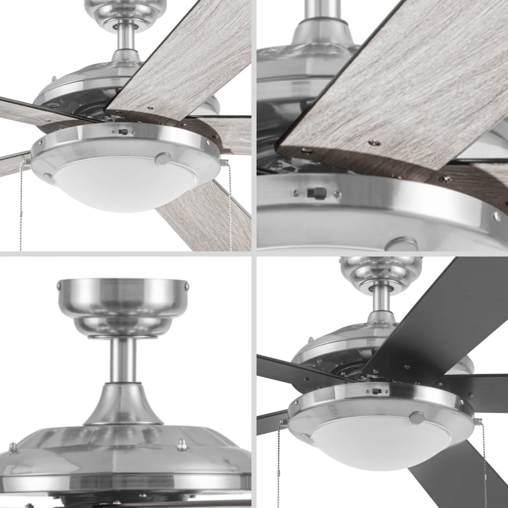 52" Satin Nickel Ceiling Fan with Light D551225