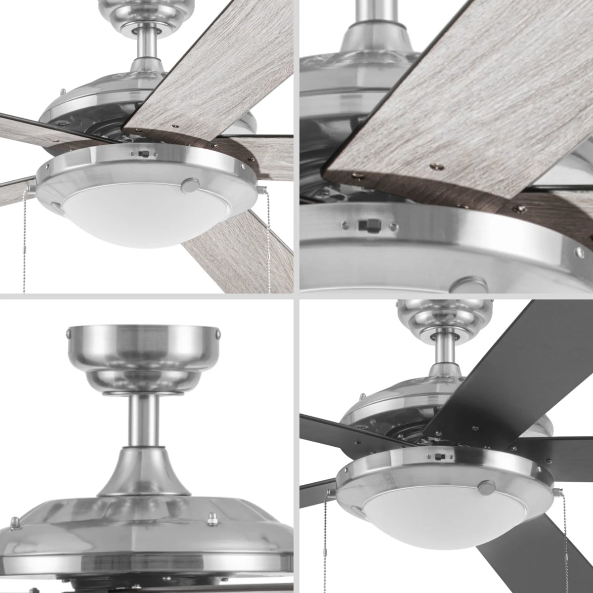 52" Satin Nickel Ceiling Fan with Light D551225