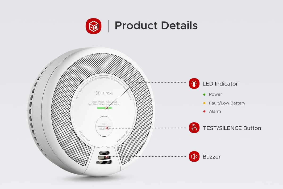 Pack of 3 Wireless Interconnected Smoke and Carbon Monoxide Detector M2846