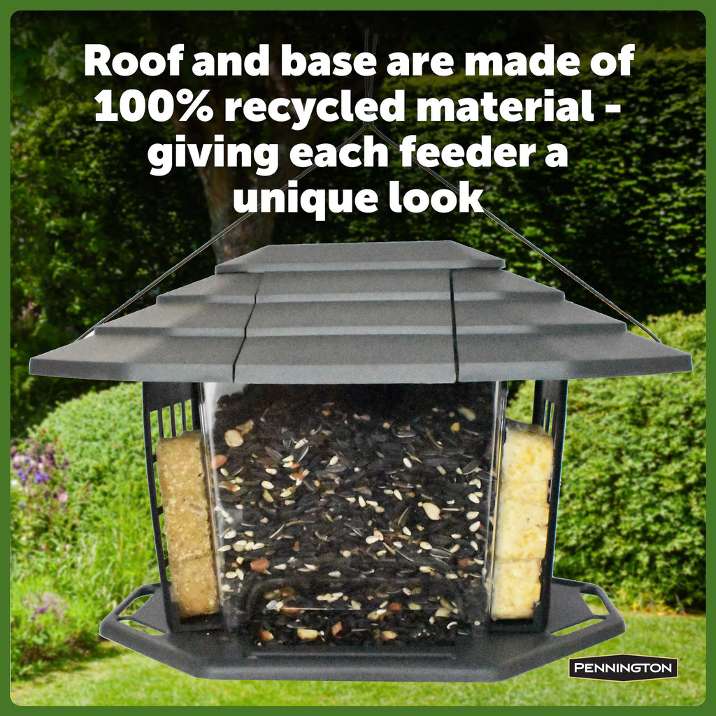 Gray Recycled Resin Wild Bird Hopper Feeder 5 lb. Capacity 2 Pack F38296