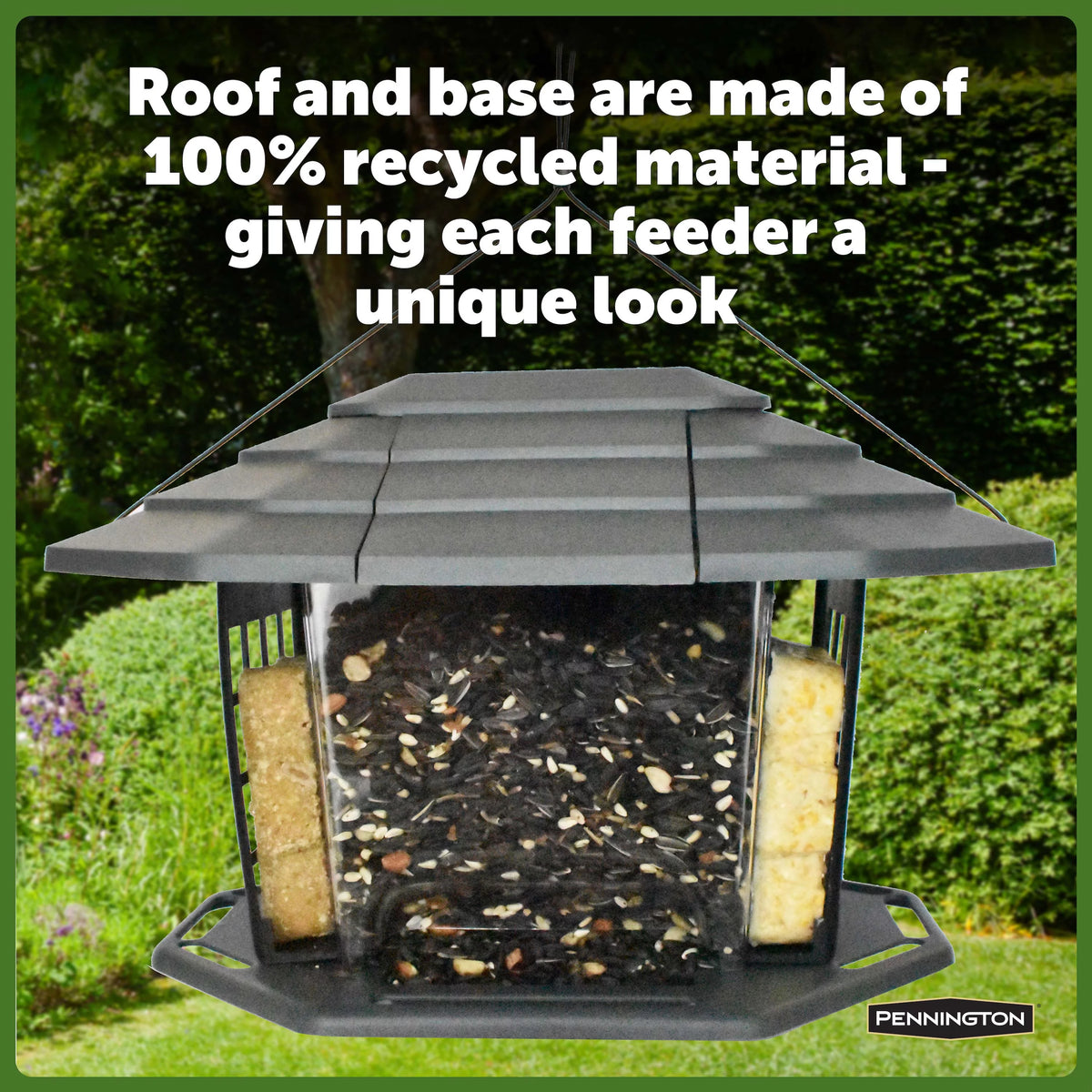 Gray Recycled Resin Wild Bird Hopper Feeder 5 lb. Capacity 2 Pack F38296