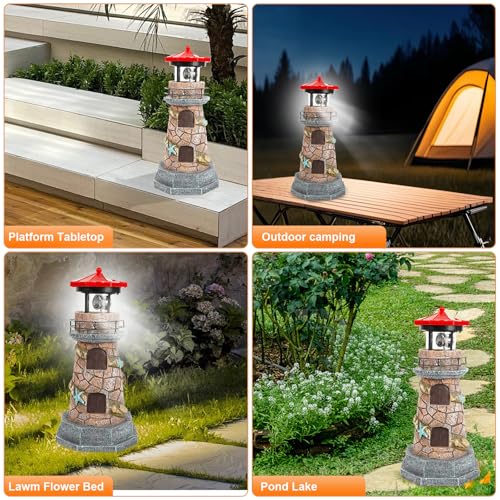 11.5" Outdoor Garden Lighthouse Decor with Rotating Beacon M83656