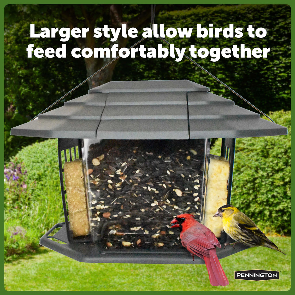 Gray Recycled Resin Wild Bird Hopper Feeder 5 lb. Capacity 2 Pack F38296