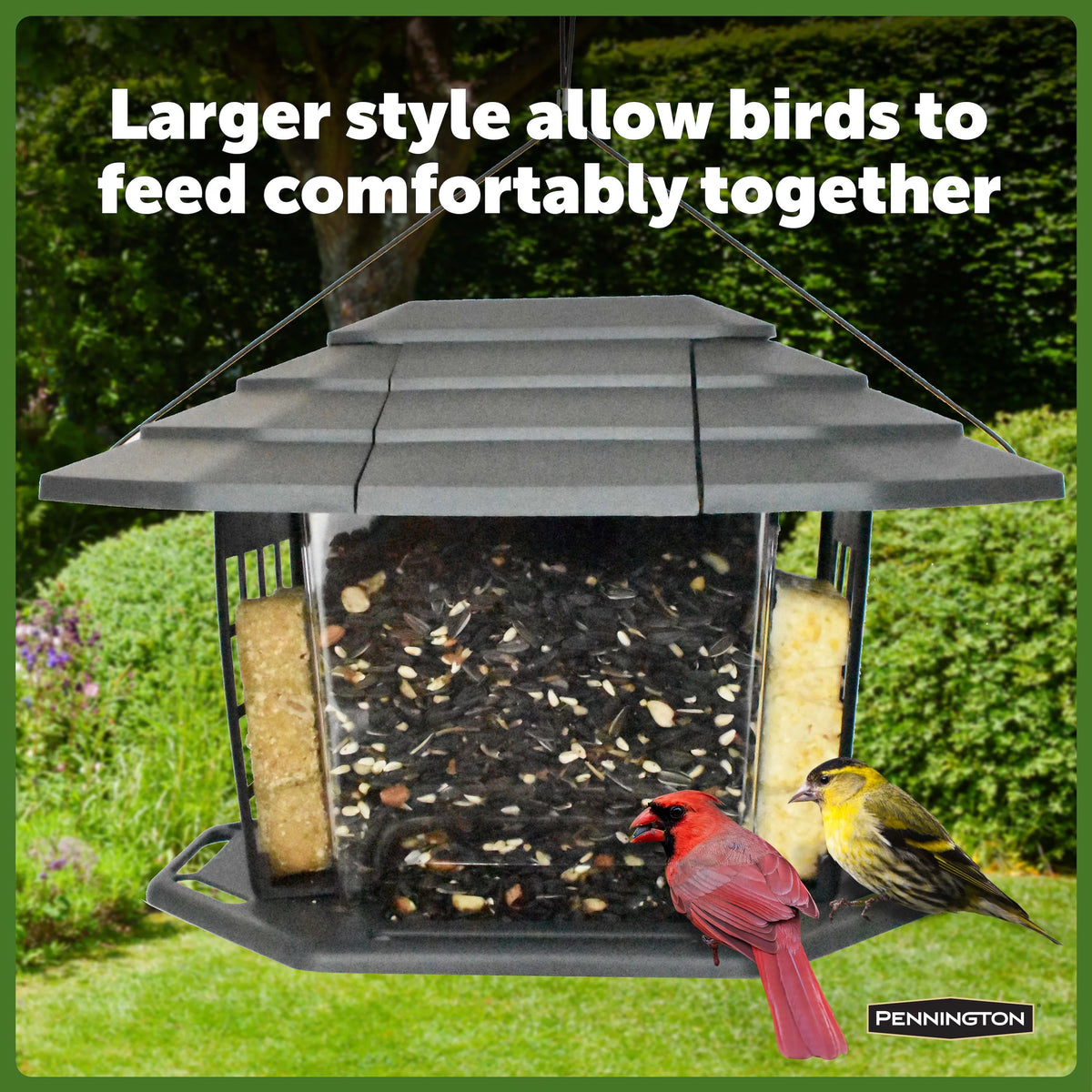 Gray Recycled Resin Wild Bird Hopper Feeder 5 lb. Capacity 2 Pack F38296
