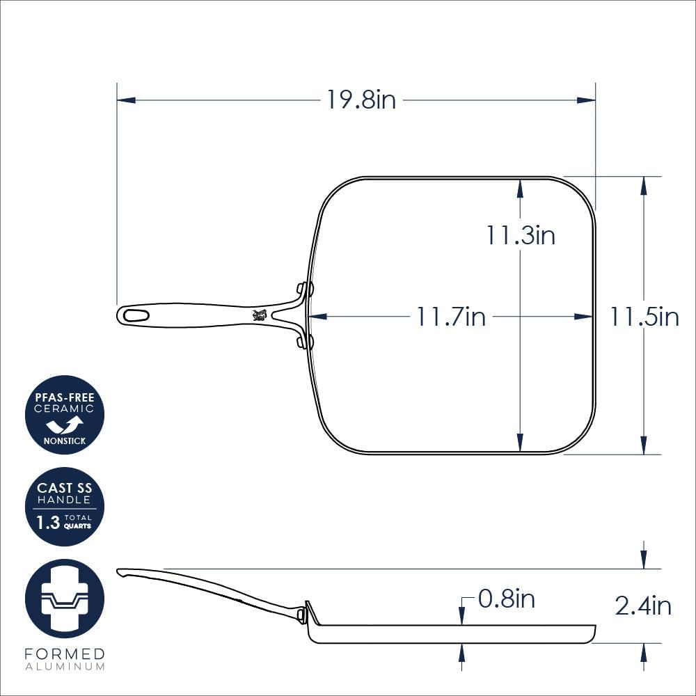 11-Inch Ceramic Coating Square Griddle E5598