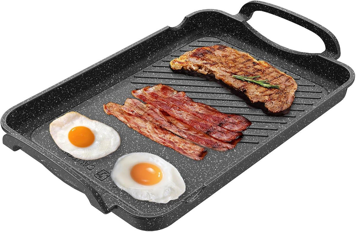 Nonstick 16.5"x12.0" Double Burner Granite Griddle Pan I674210