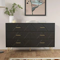 Black 6 Drawer Wood Dresser N5553