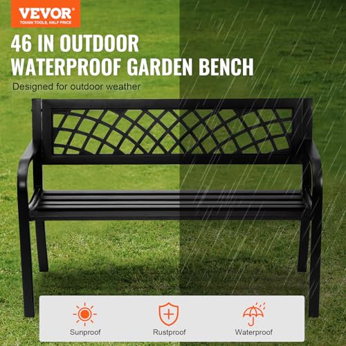 46 inches Metal Garden Bench with Backrest and Armrests S2128