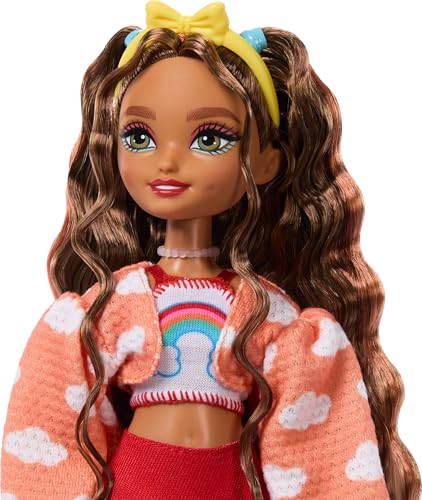 Renee Posable Roller Skating Fashion Doll with Black Hair, 12 Pieces D2869