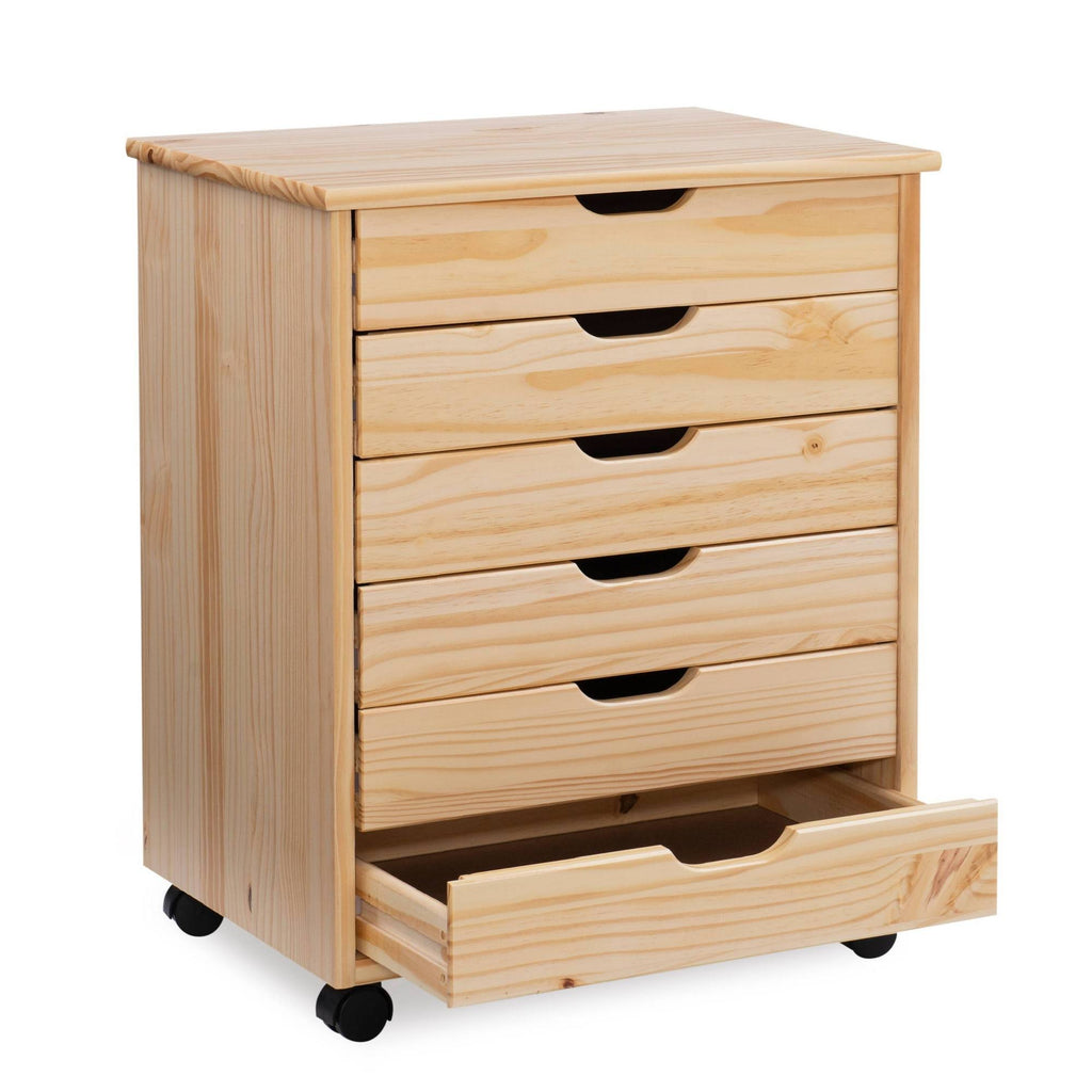 Natural Linon Six Drawer Wide Roll Cart A9794