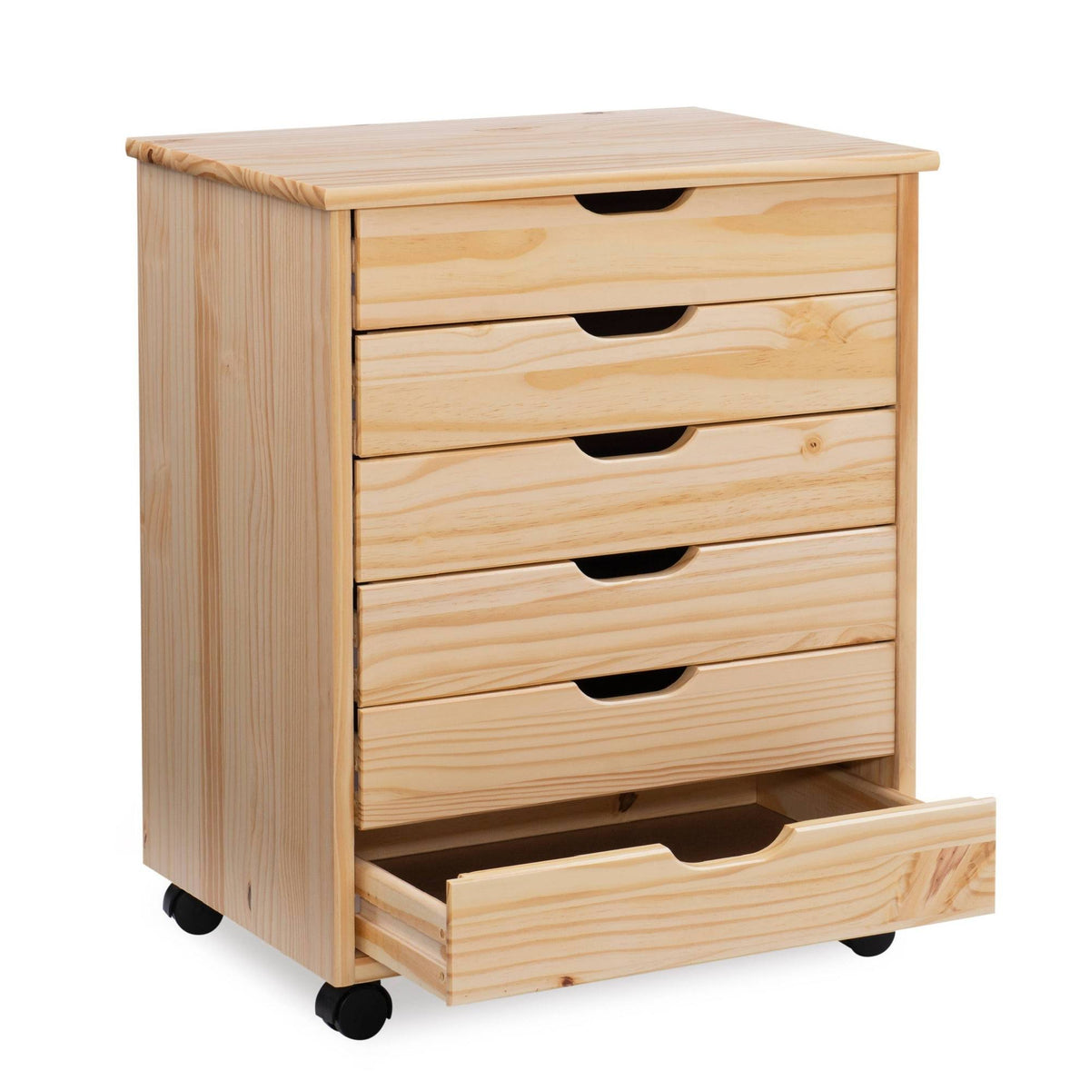 Natural Linon Six Drawer Wide Roll Cart A9794