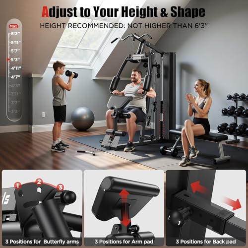 154LBS Weight Stack Home Gym Equipment with Pulley System E3825