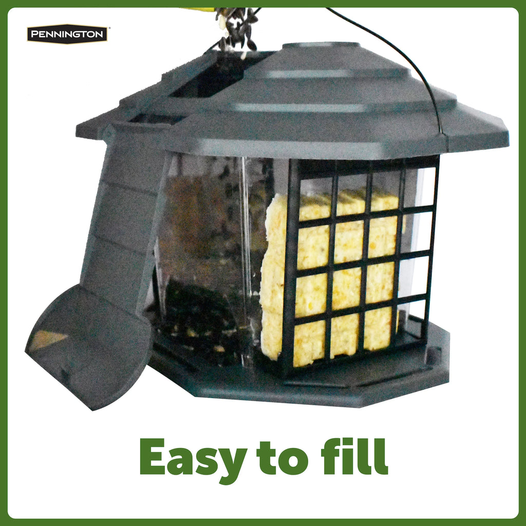 Gray Recycled Resin Wild Bird Hopper Feeder 5 lb. Capacity 2 Pack F38296