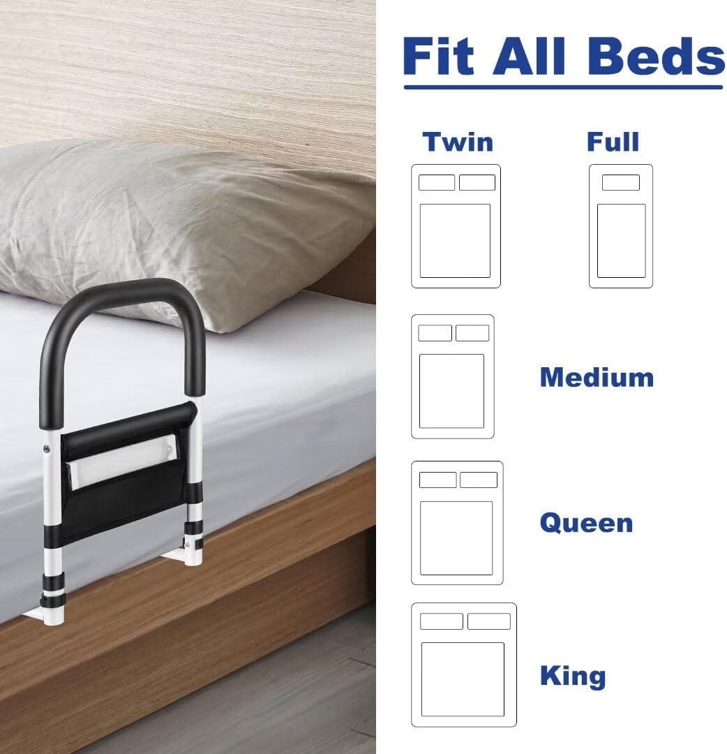 Bed Rail with Motion Light, Non-Slip Handle, Storage Pocket M217259