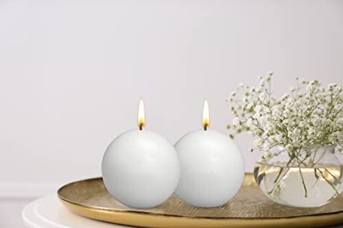 10 Count White Ball Candles - 2.75 Inches Unscented Candle Set Z38318