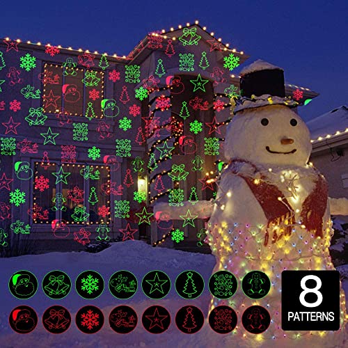 8 Patterns Red and Green LED Laser Projector Lights R250106