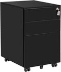 3 Drawer Black Metal Lockable File Cabinet B481