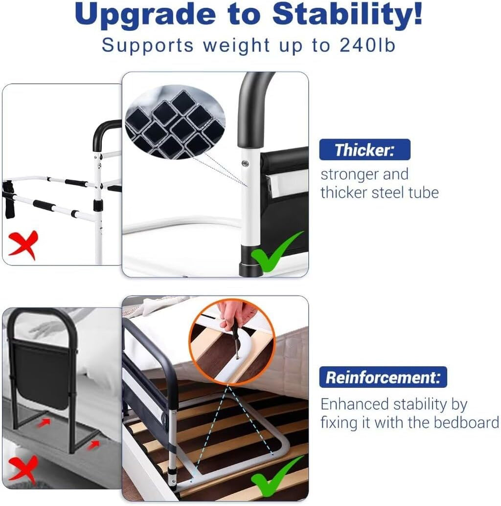 Bed Rail with Motion Light, Non-Slip Handle, Storage Pocket M217259