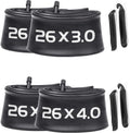 2 Pack 26x3.0-3.5, 2 Pack 26x3.5-4.5 Fat Bike Tube with AV 32mm Valve, Premium Butyl Rubber 26 x 3.5 Fat Tire Bike Tubes with 2 Tire Levers I2744